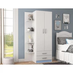 Guarda-Roupa Infantil Atalaia 2 Portas 2 Gavetas com 4 Prateleiras Externas