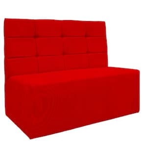 Sofá Canto Alemão Veludo Vermelho - Montanaris Decor