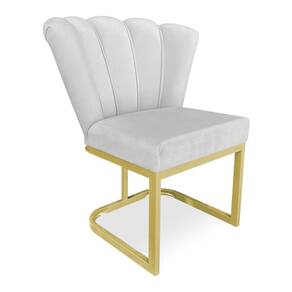 Poltrona Flor Veludo Cinza Base Metálica Industrial Dourado - Pallazio