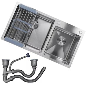 Cuba Dupla Cozinha Gourmet Aço Inox Escovado Escorredor Luxo Lava Louça Alimento Escorre Agua Limpeza Area Externa