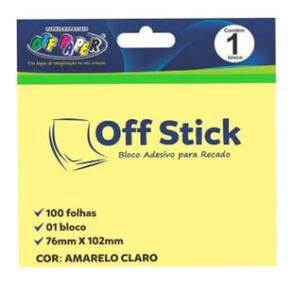 Bloco de notas  Auto-Adesivo 76mm x 102mm Amarelo - Off Papper
