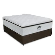 Cama Box Casal Colchão Molas Ensacadas Tower 138x188x72cm Branco/Marrom Gazin - Suporta até 120kg por Pessoa