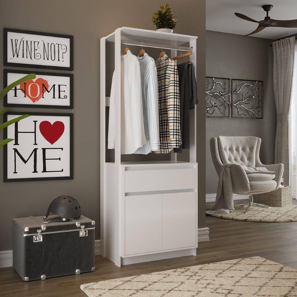 Armário Para Closet Com Gaveta Verona Branco Shop JM - Branco