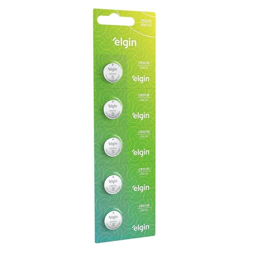 Pilha Bateria Botao CR2025 3V Lithium Cartela 05UN ELGIN