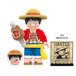 Boneco Blocos De Montar Luffy One Piece Modelo Hat