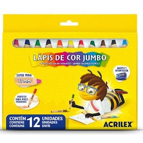 Lápis de Cor Jumbo Acrilex - 12 Cores