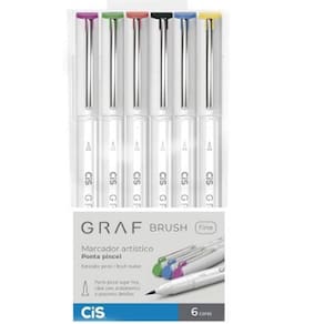 Marcador Artístico Ponta Pincel Graf Brush Pen Fine - 06 Cores
