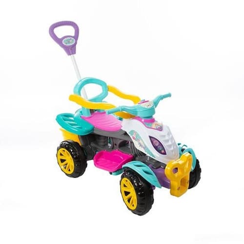 imagem-Carrinho De Passeio Infantil Quadriciclo Haste Pedal Menina