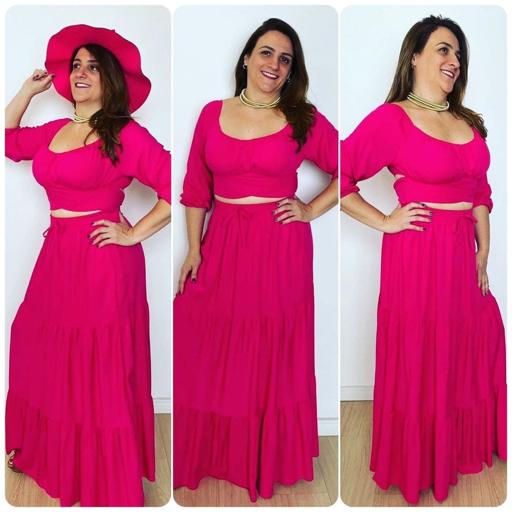Conjunto Cropped e Saia Longa Larissa