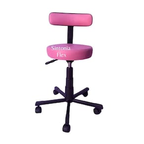 Cadeira mocho potogolo com base em aço e rodizios corano rosa