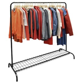 Cabideiro Arara de Roupa com Sapateira Grande Largura 146Cm altura - PRETA