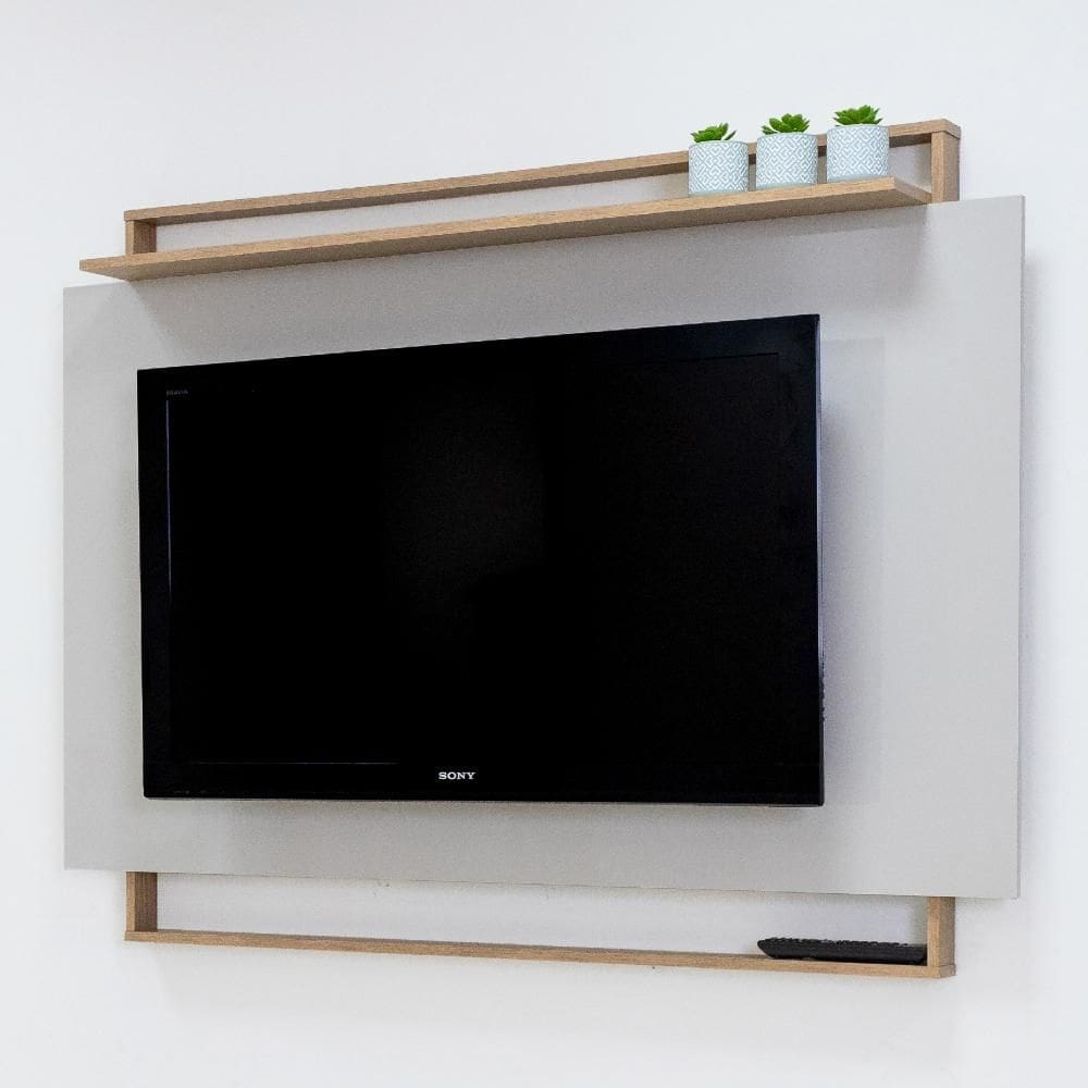 Painel para TV até 50 Polegadas Prateleira Àpila Rimo Carvalho/OffWhite