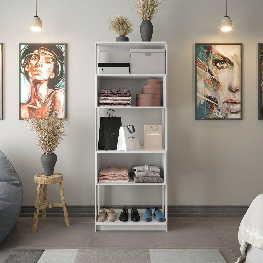Closet Aberto Com 5 Prateleiras Branco Verona Shop JM - Branco