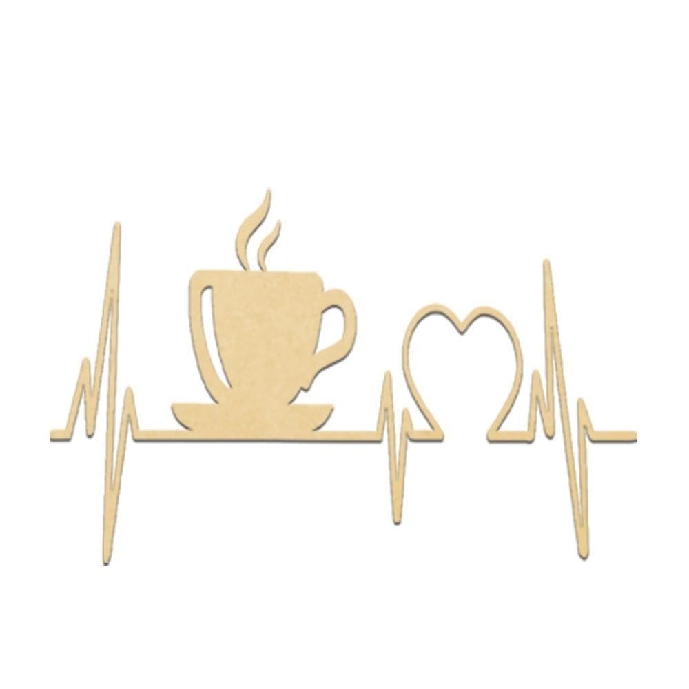 Placa Decorativa Cardiograma Café Mdf Natural [F031]