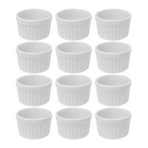 Kit 12 Ramekin Cerâmica Branco 50ml Molheira Potinho