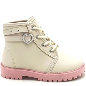 Bota Coturno Infantil Menina Salto Baixo Tratorado com Apliques Metalizados Molekinha 2126.526