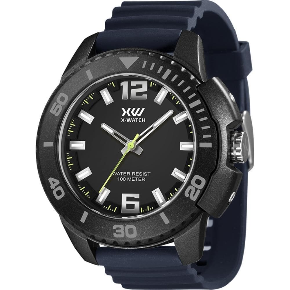 Relógio Masculino Preto Azul Prova D`Água X-Watch