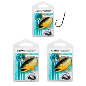 Kit Anzol Pesca Crown Baitholder Black nº 1/0 Contém 3 Cartelas 30 Unidades