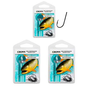 Kit Anzol Pesca Crown Baitholder Black nº 6/0 Contém 3 Cartelas 15 Unidades