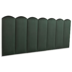 Cabeceira Casal Estofada Kit 7 Placas Nuvem - Veludo Verde Musgo
