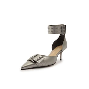 Sandalia Cinza Verniz Ankle Strap Fivelas Arezzo Feminino