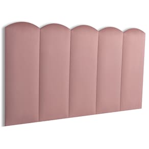 Cabeceira Solteiro Estofada Kit 5 Placas Nuvem - Veludo Nude