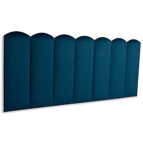 Cabeceira Casal Estofada Kit 7 Placas Nuvem - Veludo Azul Marinho