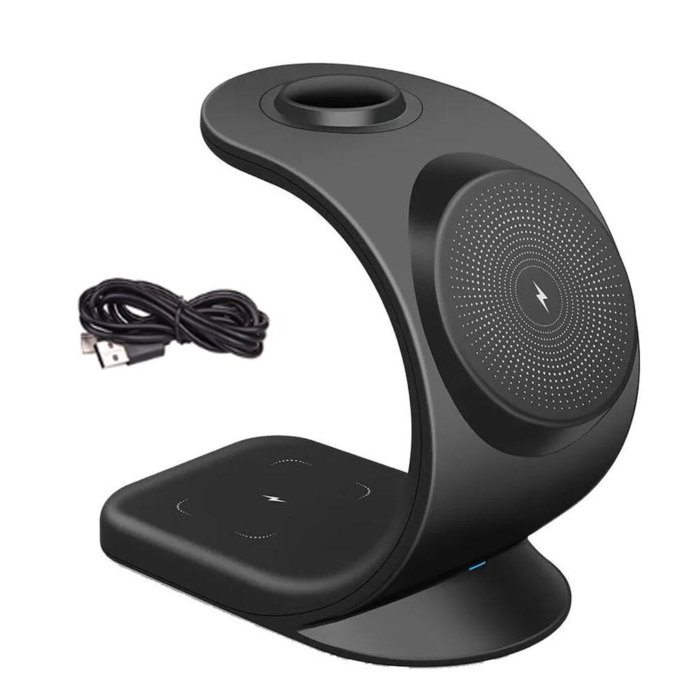 Carregador Por Induçao Rapido 3 Em 1 Celular Fone Ouvido Relogio Wireless Carregamento Magnetico Rapido 15W Mesa Balcao Escrivaninha Casa