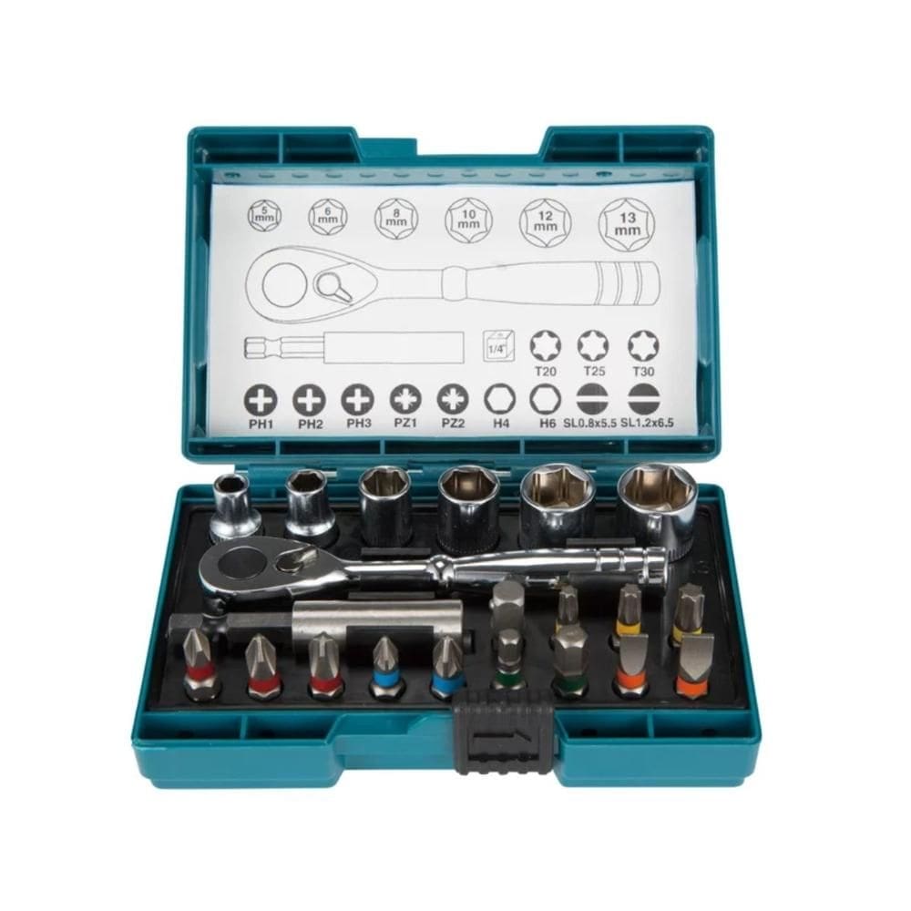 Kit de Bits e Soquetes 21 Peças Makita B-54081