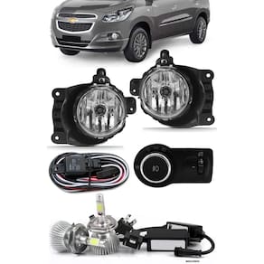 Kit Farol de Milha Neblina Chevrolet Spin 2012 2013 2014 2015 2016 2017 2018 2019 + Kit Lâmpada Super LED 6000K