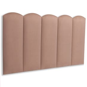 Cabeceira Solteiro Estofada Kit 5 Placas Nuvem - Suede Bege