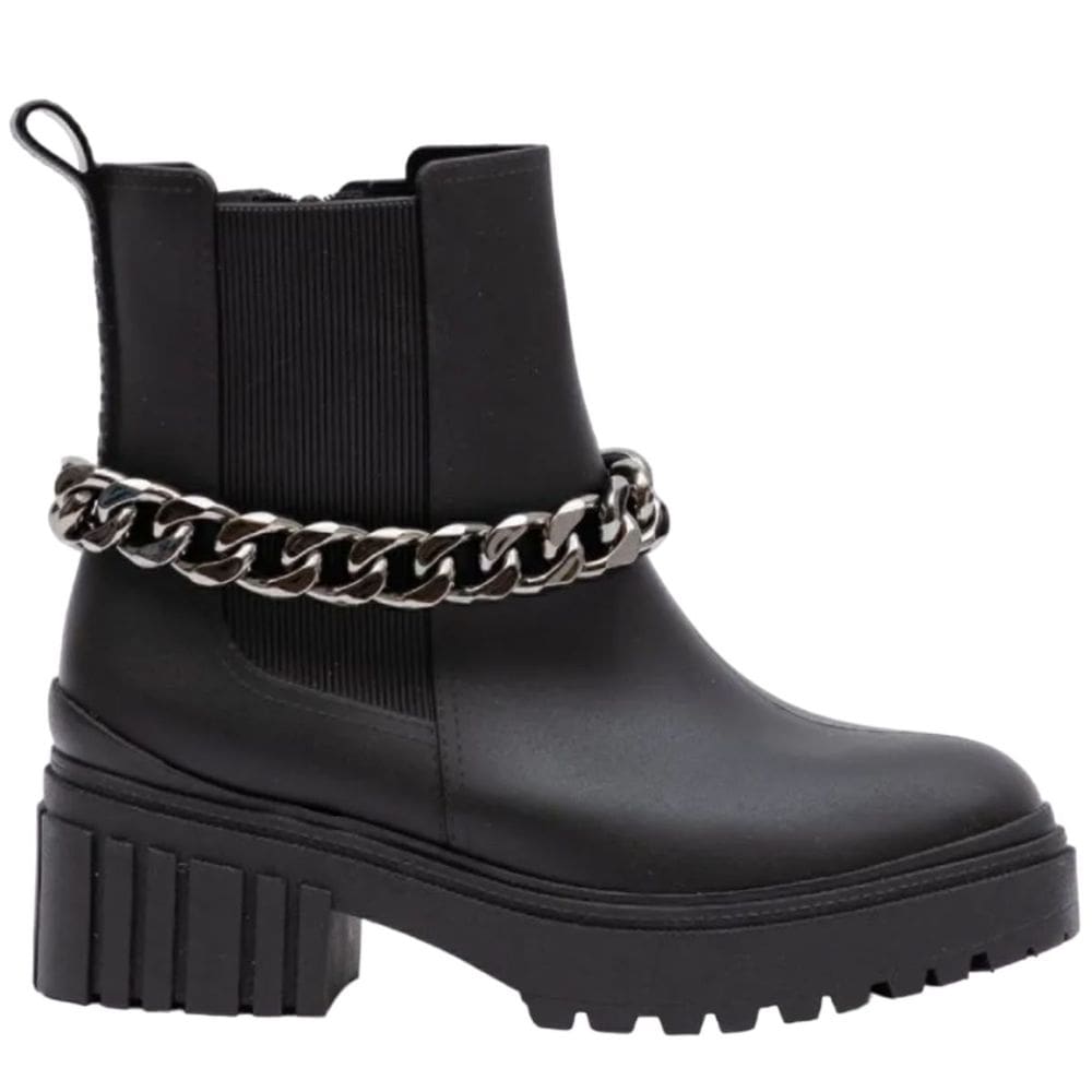 Bota Coturno Casual J-Lastic Tratorada com Zíper e Corrente Petite Jolie Chelsea Pj7148