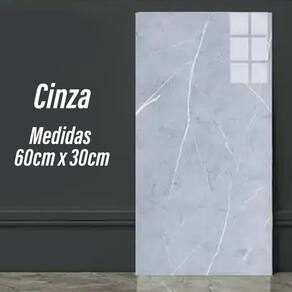 12 Placa Adesiva Parede Painel Vinílico Mármore Cinza 30x60