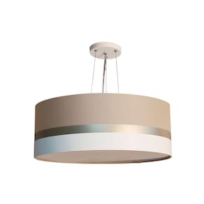 Lustre Pendente Faixas Bronze Cúpula Cáqui 40X15Cm