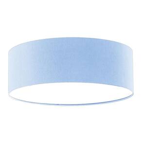 Luminária Plafon Redondo Cúpula Em Tecido Azul 50X15
