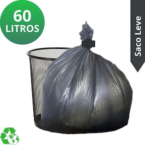 Saco De Lixo 60 Litros Leve Com 100 Unidades Preto