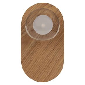 Arandela De Parede Madeira Wood Freijó Cupula Vidro Led