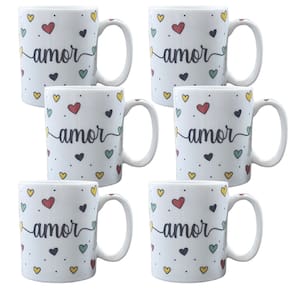 Kit Jogo 6 canecas AMOR 300ml Namorados - Porcelana