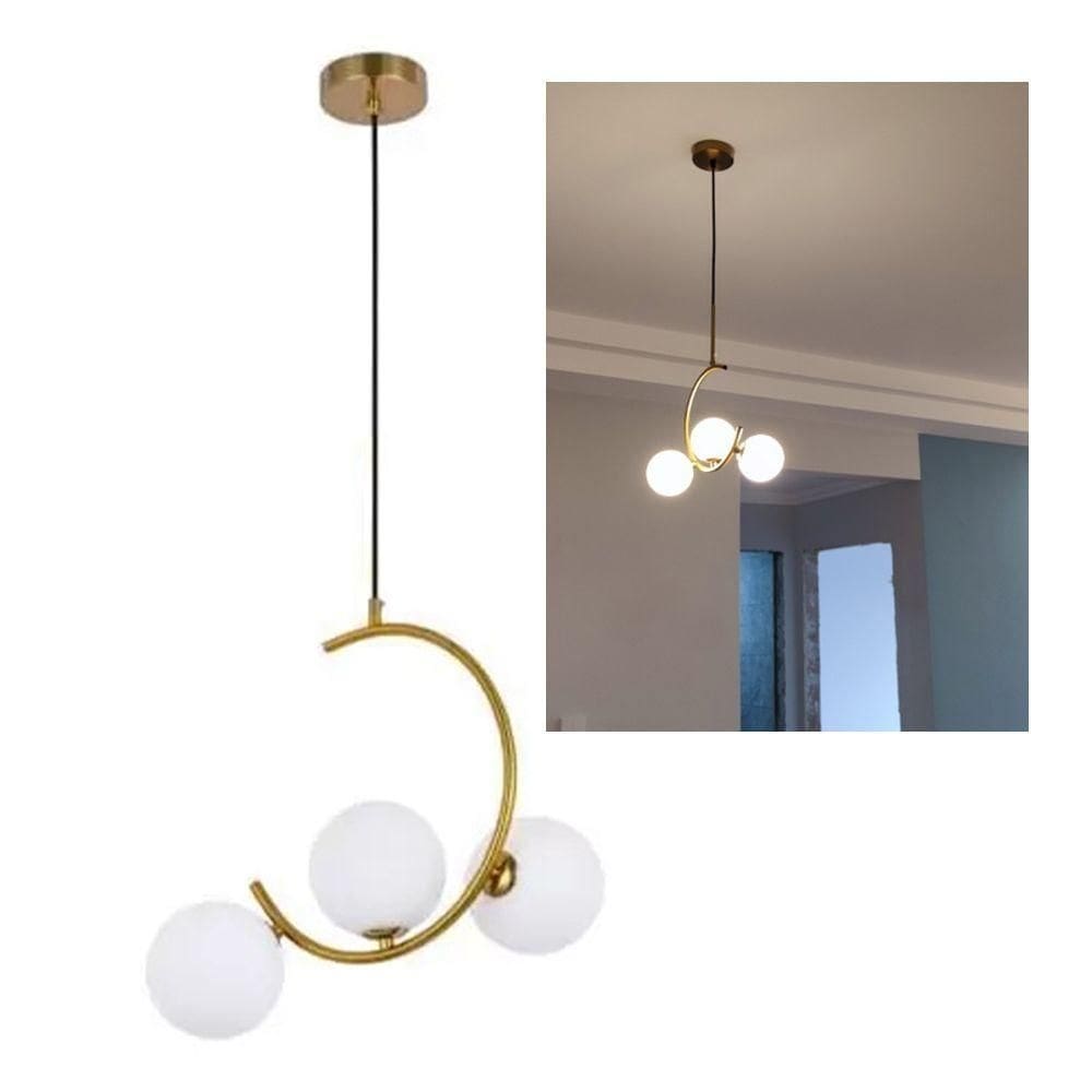 Luminaria Lustre Meia Lua Pendente Luxo Sala Quarto Cozinha Ambiente Comercial Residencial