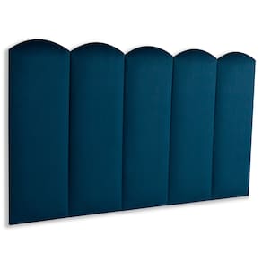 Cabeceira Solteiro Estofada Kit 5 Placas Nuvem - Veludo Azul Marinho