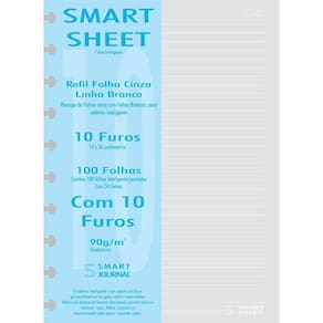 Refil Caderno Inteligente 90G 100 Fls Pauta Branca 10 Furos
