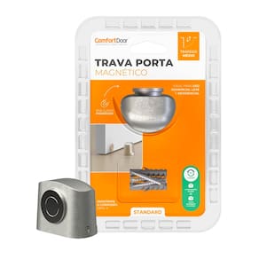 Trava Porta Magnético Prendedor De Portas Comfort Door Fixador Adesivo 3M Cromado Escovado