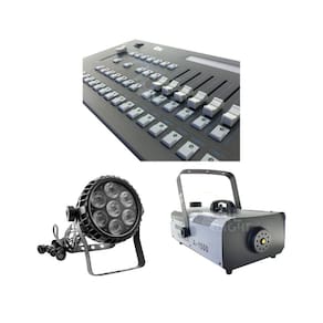 Kit 02 Par Led 6In + Mesa Controladora + Maquina De Fumaça