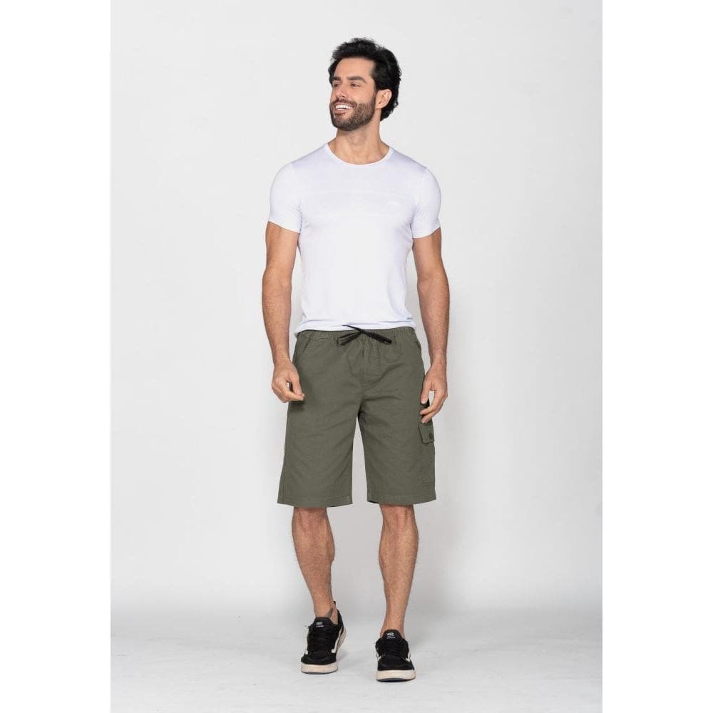 Bermuda Macaw 7815 Verde Elástico Sarja [F075]