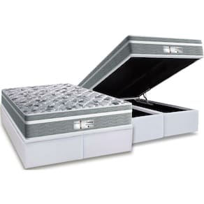 Cama Box Baú Queen: Colchão Molas MasterPocket Ensacadas Probel ProDormir Evolution + Base CRC Courano White(158x198)