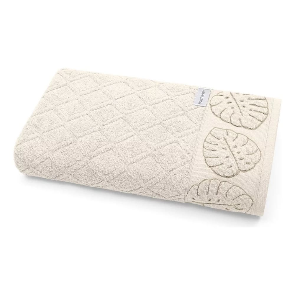 Toalha Banho Felpuda Jacquard Nature Relevo Marfim