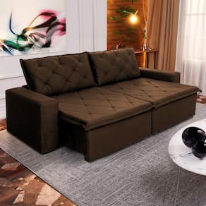 Sofá Cama Bangkok Sem Caixa 2,70m Retrátil e Reclinável Com Molas Velut Marrom - King House