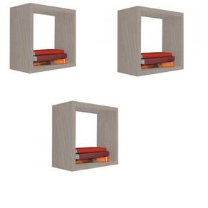Kit 3 Nicho Decorativo 25x25x20 Cm Madeirado Em Mdf [F031]