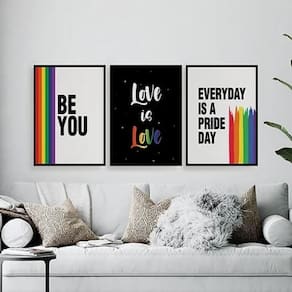 Kit 3 Quadros Lgbt Be You 45X34Cm Madeira Preta