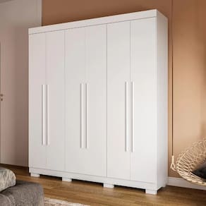 Guarda Roupa Paolla 6 Pts Mdp - Branco - Acp